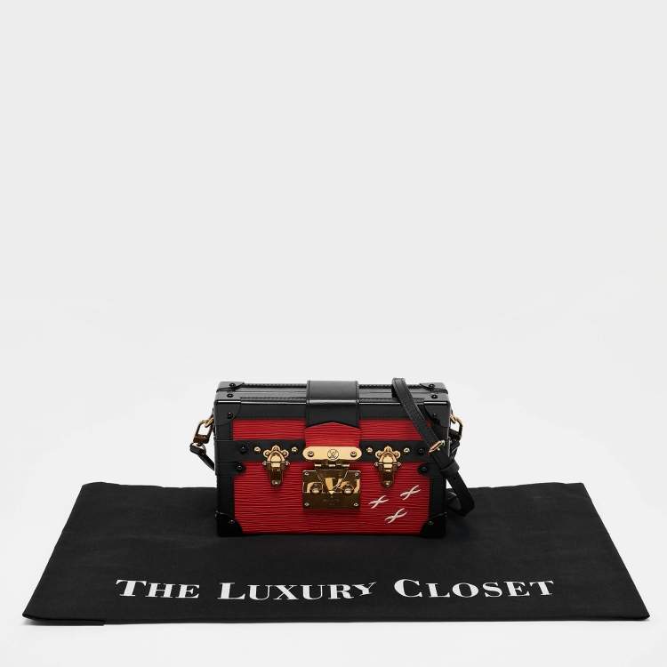 Pre Owned Louis Vuitton Black/Red Epi Leather Petite Malle Bag