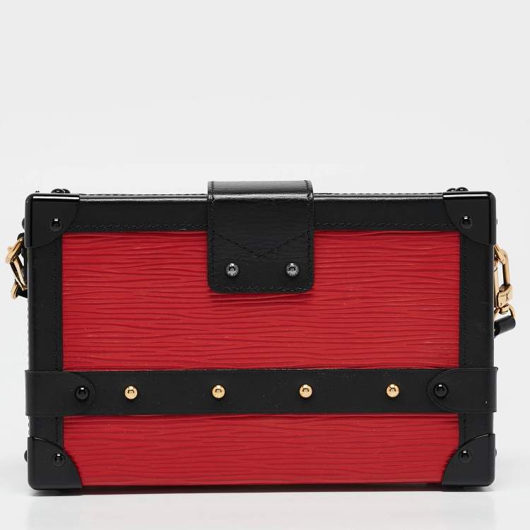 Pre Owned Louis Vuitton Black/Red Epi Leather Petite Malle Bag