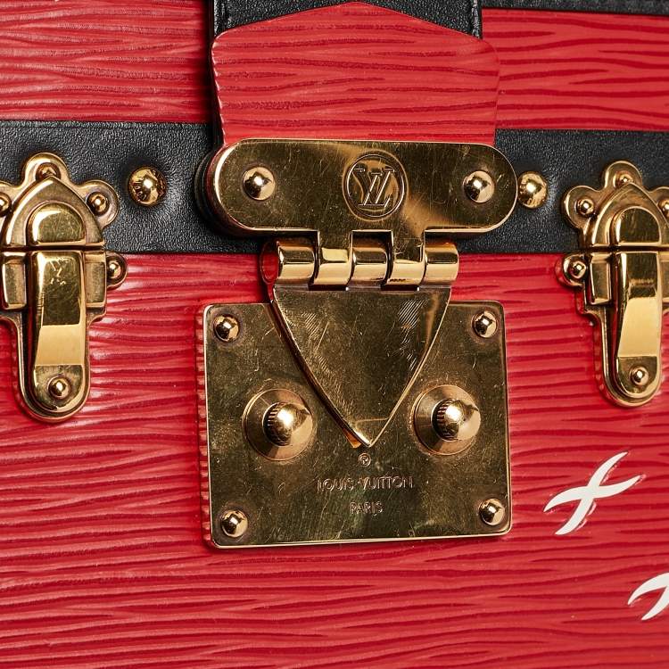 Pre Owned Louis Vuitton Black/Red Epi Leather Petite Malle Bag