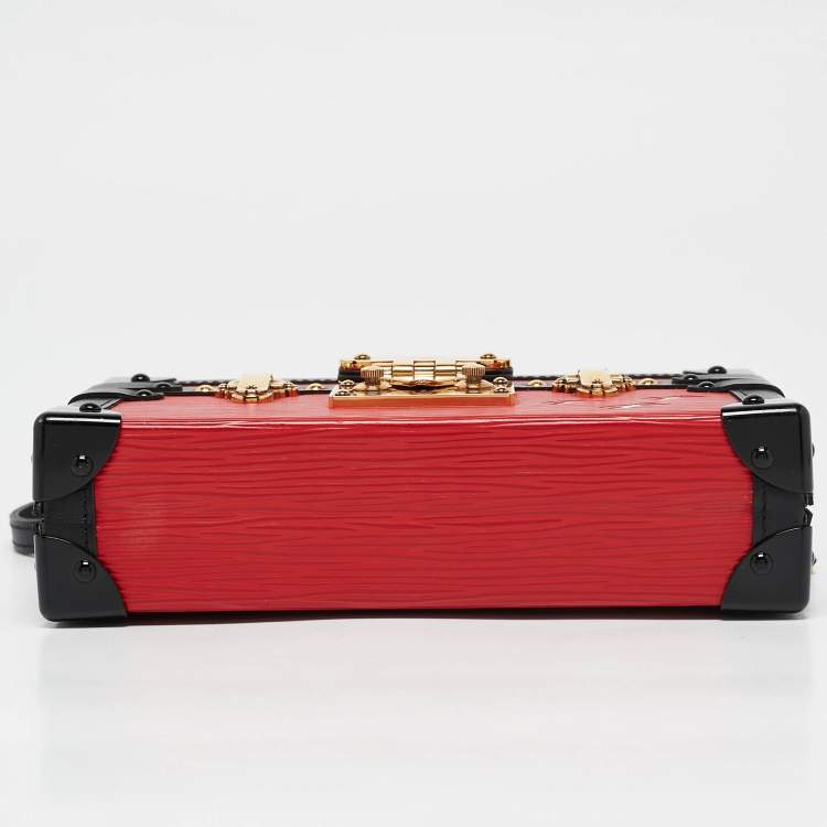 Pre Owned Louis Vuitton Black/Red Epi Leather Petite Malle Bag