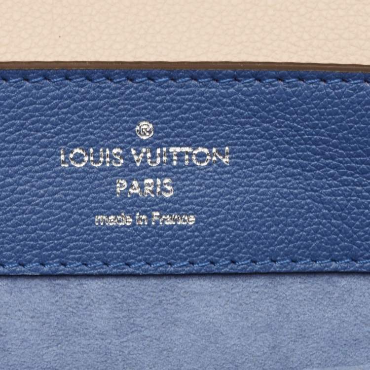 Pre Owned Louis Vuitton Blue/Beige Leather Lockme Backpack