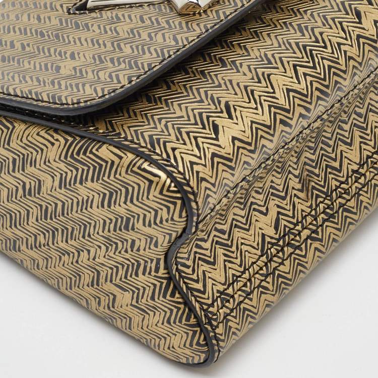 Pre Owned Louis Vuitton Black/Gold Embossed Leather Twist PM Bag