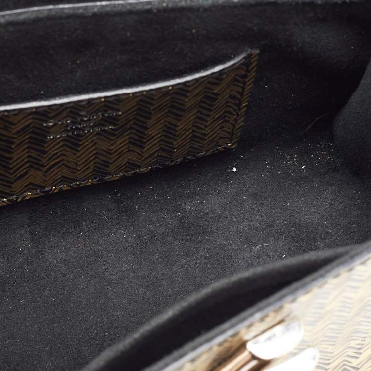 Pre Owned Louis Vuitton Black/Gold Embossed Leather Twist PM Bag