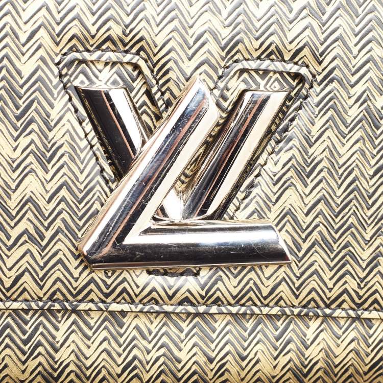 Pre Owned Louis Vuitton Black/Gold Embossed Leather Twist PM Bag