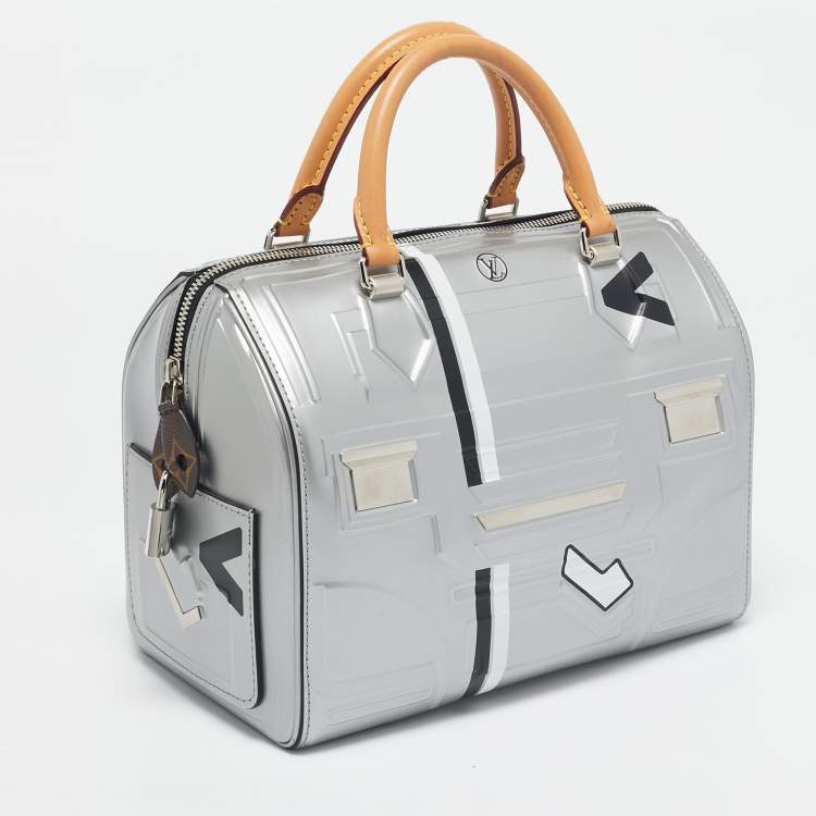Pre Owned Louis Vuitton Silver Epi Spaceship Embossed Leather Speedy 25 Bag