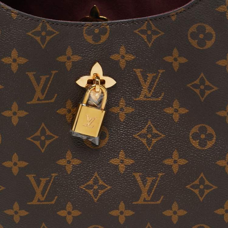 Pre Owned Louis Vuitton Bordeaux Monogram Canvas Flower Hobo Bag