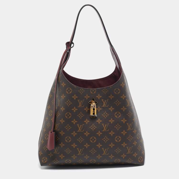 Pre Owned Louis Vuitton Bordeaux Monogram Canvas Flower Hobo Bag