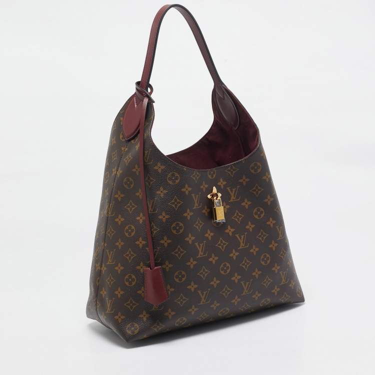 Pre Owned Louis Vuitton Bordeaux Monogram Canvas Flower Hobo Bag