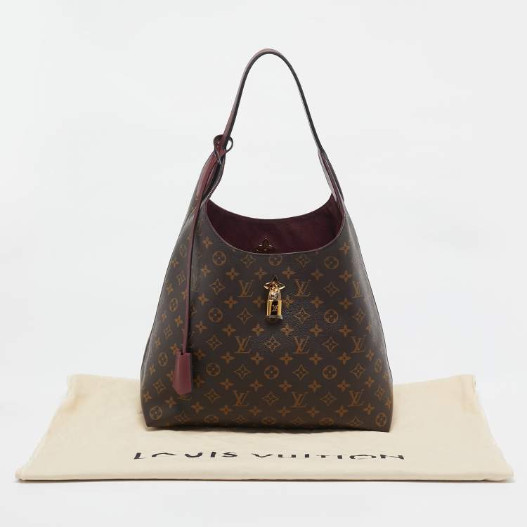 Pre Owned Louis Vuitton Bordeaux Monogram Canvas Flower Hobo Bag