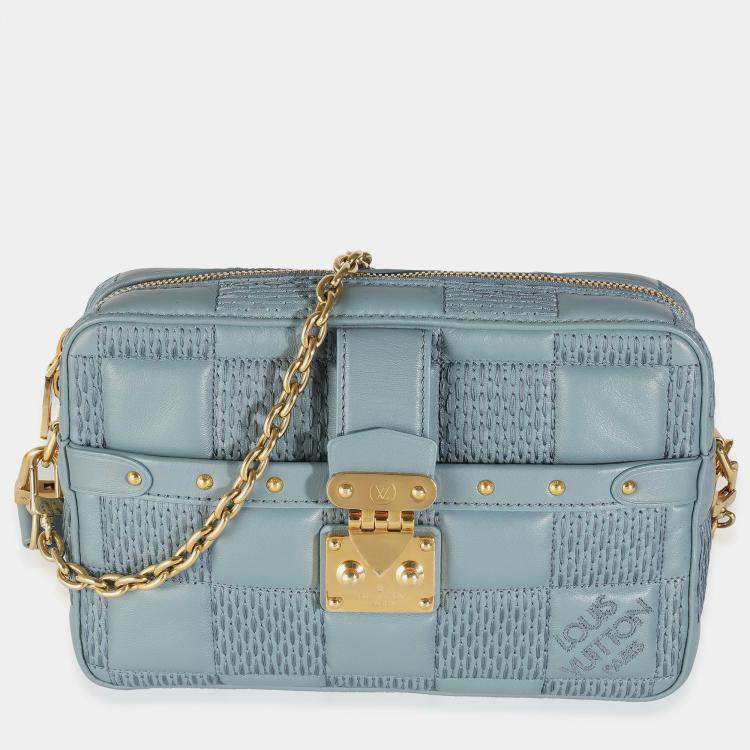 Pre Owned Louis Vuitton Glacier Quilted Damier Lambskin Troca PM