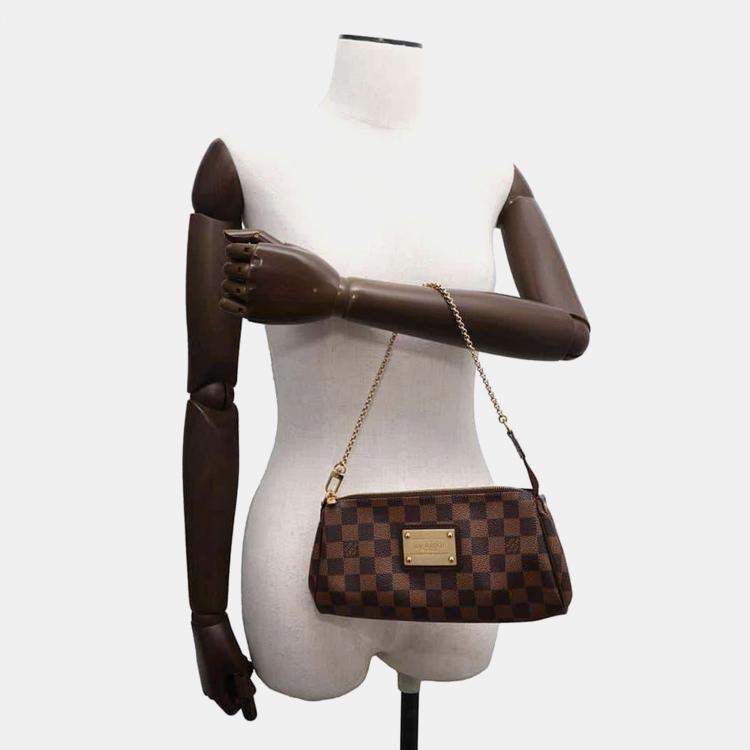 Pre Owned Louis Vuitton Brown Damier Ebene Canvas Eva Bag