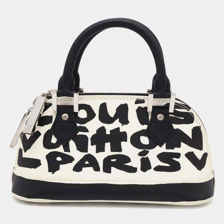 Pre Owned Louis Vuitton White/Noir Monogram Graffiti Alma PM Bag