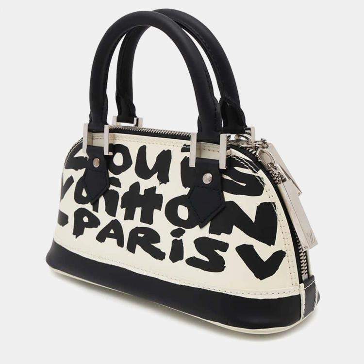 Pre Owned Louis Vuitton White/Noir Monogram Graffiti Alma PM Bag