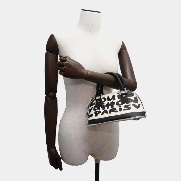 Pre Owned Louis Vuitton White/Noir Monogram Graffiti Alma PM Bag