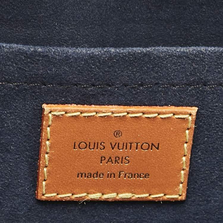 Pre Owned Louis Vuitton Navy Blue/Caramel Reverse Monogram Canvas and Leather Valisette PM Bag