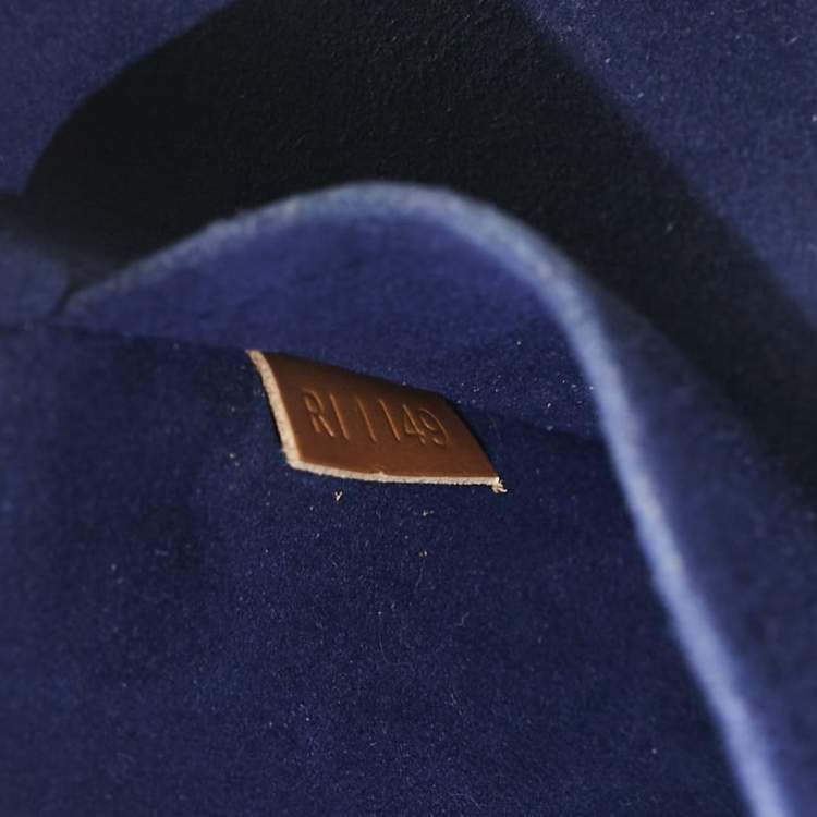 Pre Owned Louis Vuitton Navy Blue/Caramel Reverse Monogram Canvas and Leather Valisette PM Bag