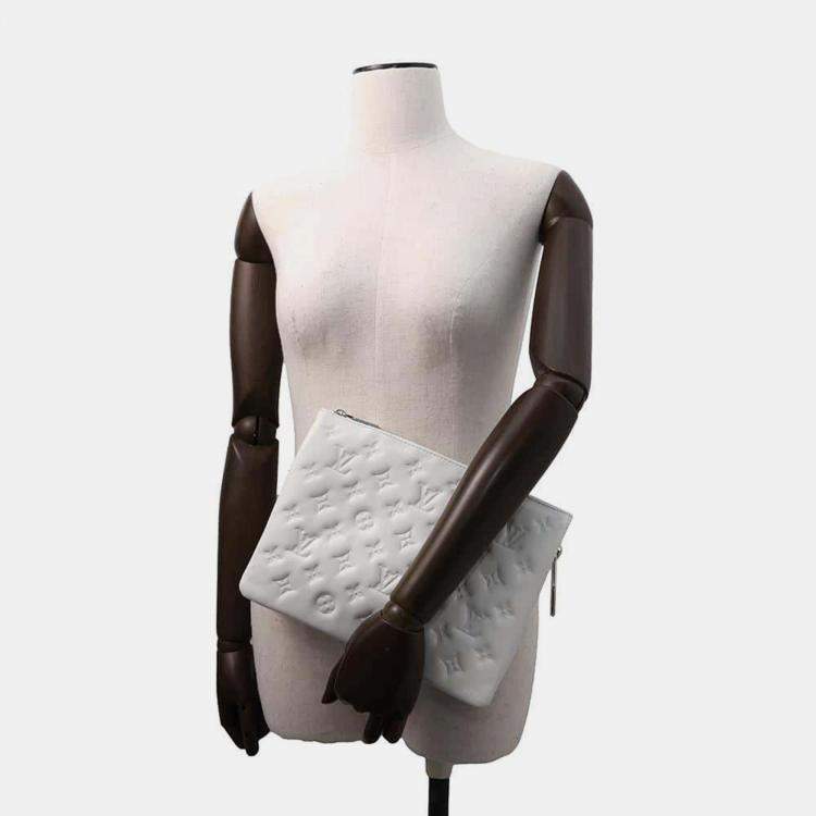 Pre Owned Louis Vuitton White Lambskin Coussin PM Bag