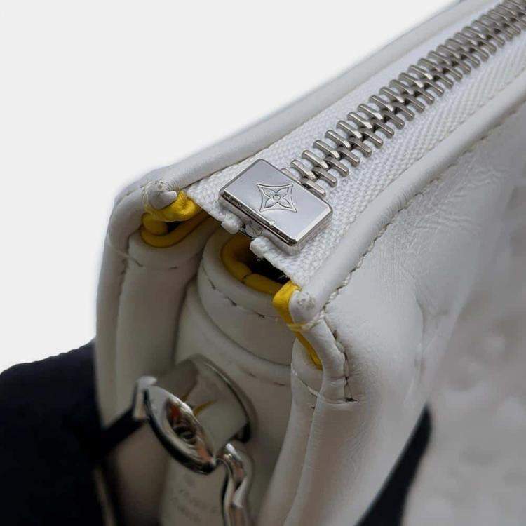 Pre Owned Louis Vuitton White Lambskin Coussin PM Bag