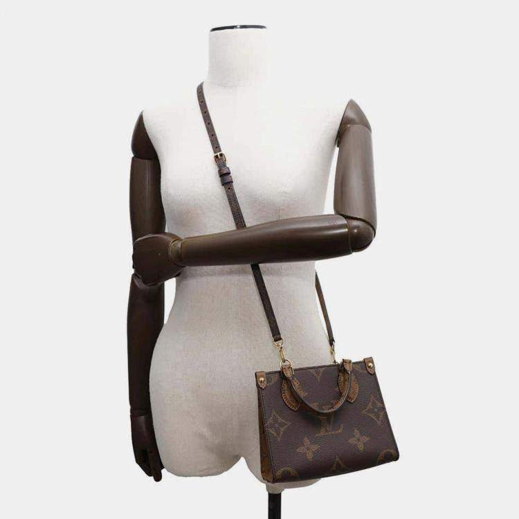 Pre Owned Louis Vuitton Brown Monogram Reverse Canvas Onthego BB Bag
