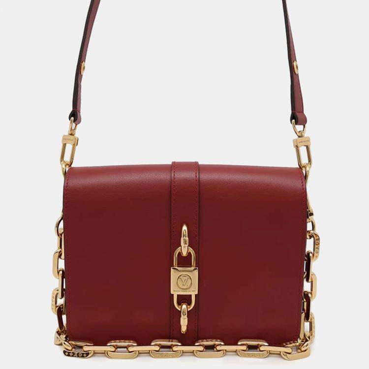 Pre Owned Louis Vuitton Red Calf Leather Rendezvous  Bag