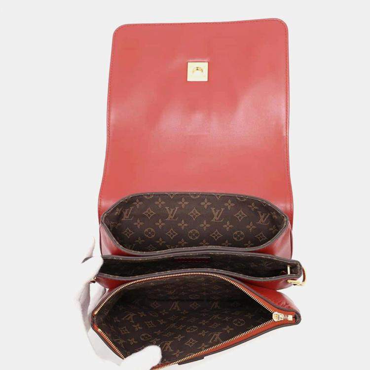 Pre Owned Louis Vuitton Red Calf Leather Rendezvous  Bag