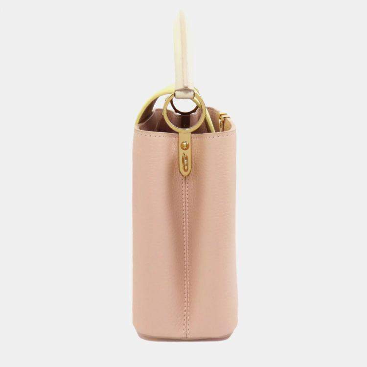 Pre Owned Louis Vuitton Pink Leather Capucines Handbag