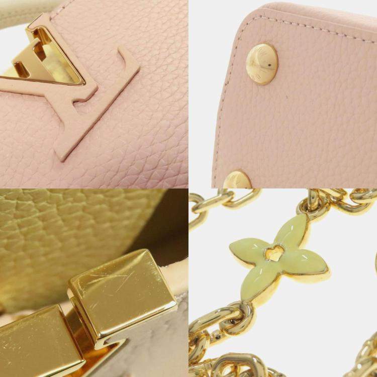 Pre Owned Louis Vuitton Pink Leather Capucines Handbag