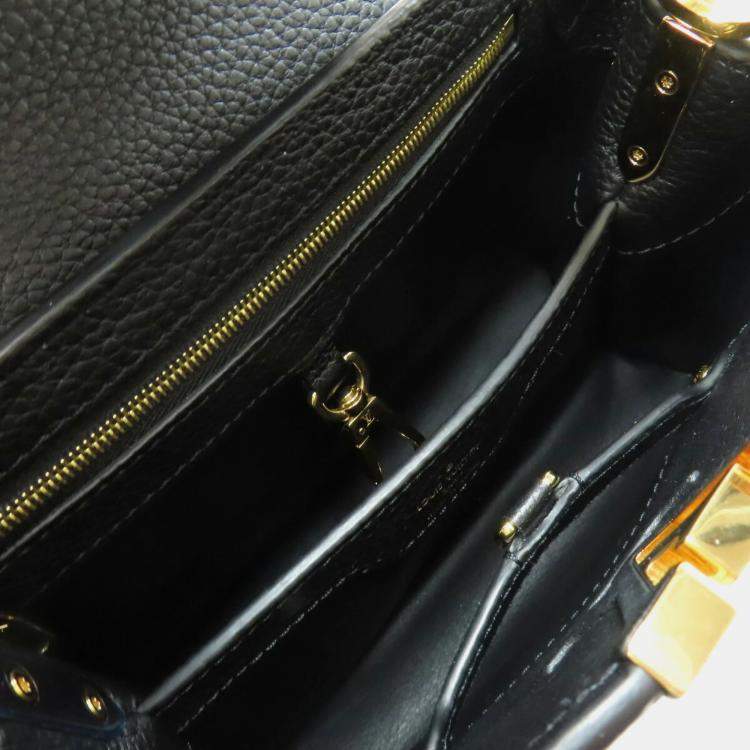 Pre Owned Louis Vuitton Black Leather Capucines BB Handbag