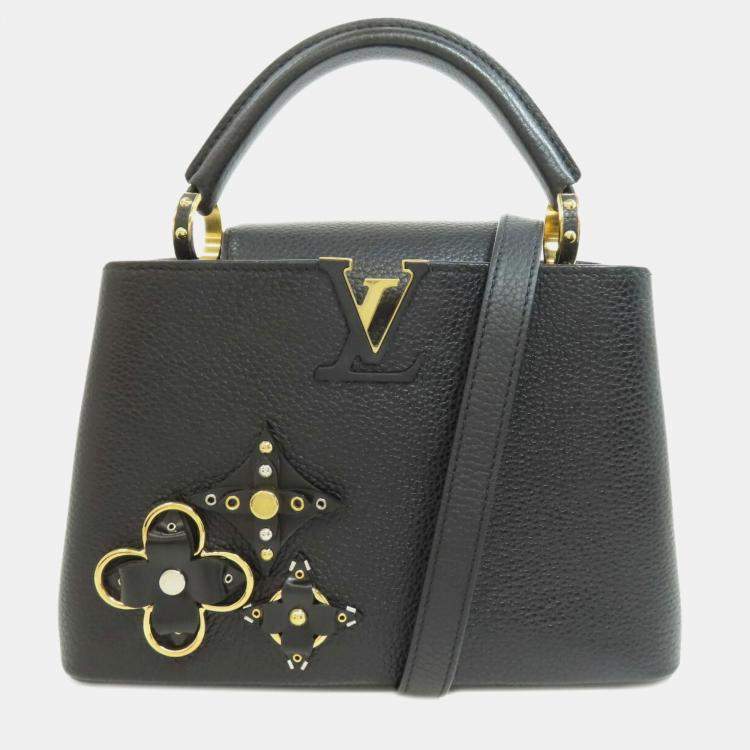 Pre Owned Louis Vuitton Black Leather Capucines BB Handbag
