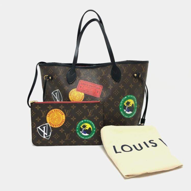 Pre Owned Louis Vuitton Brown Monogram Canvas World Tour Neverfull MM Tote Bag