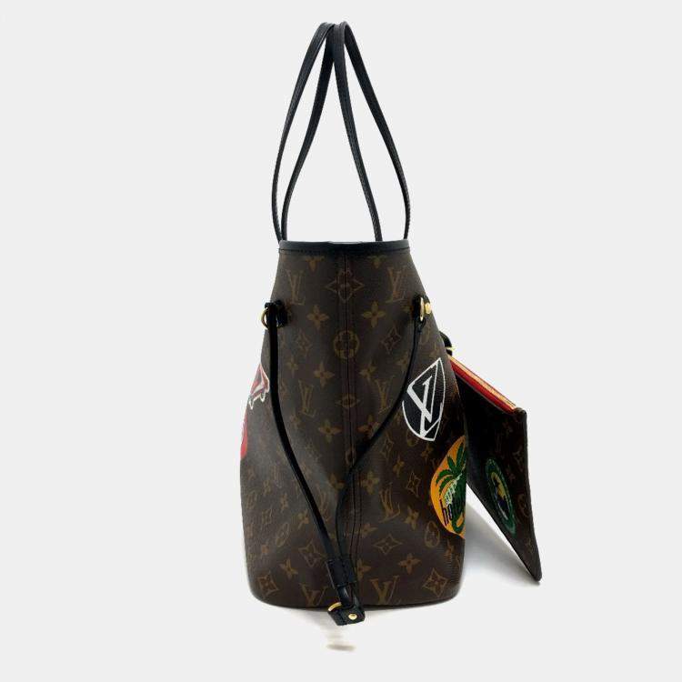 Pre Owned Louis Vuitton Brown Monogram Canvas World Tour Neverfull MM Tote Bag
