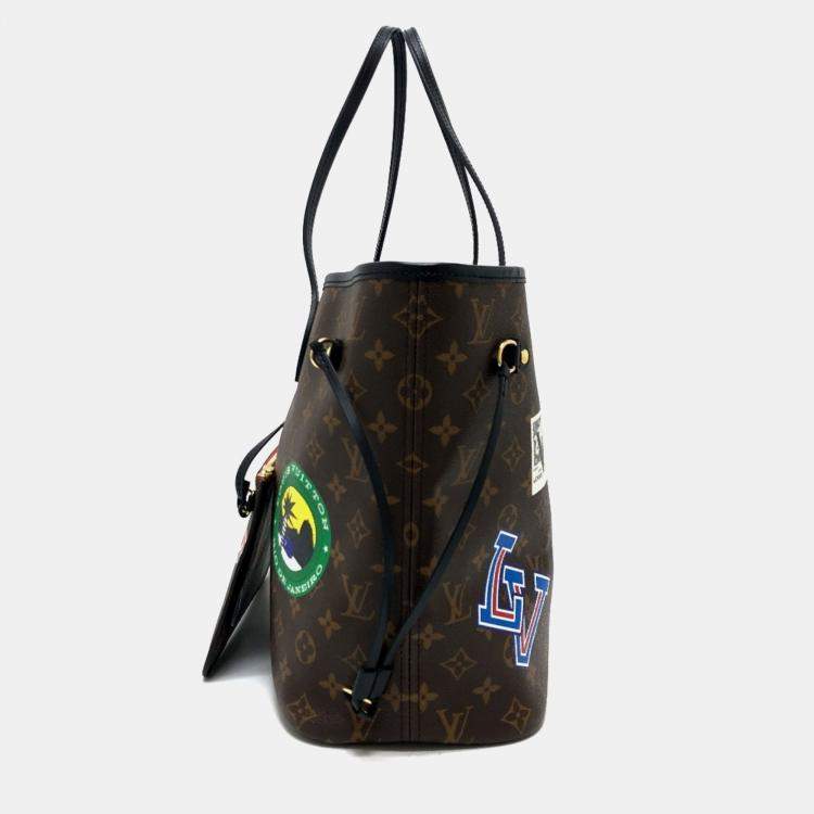 Pre Owned Louis Vuitton Brown Monogram Canvas World Tour Neverfull MM Tote Bag