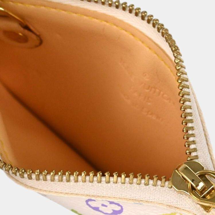 Pre Owned Louis Vuitton White Monogram Multicolor Pochette Cles Small Coin Purse