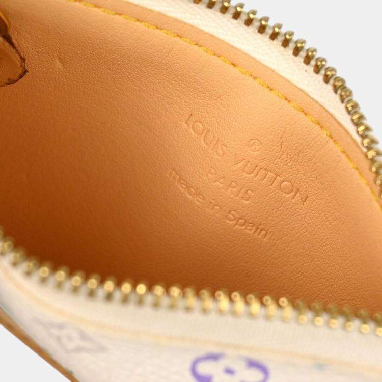 Pre Owned Louis Vuitton White Monogram Multicolor Pochette Cles Small Coin Purse