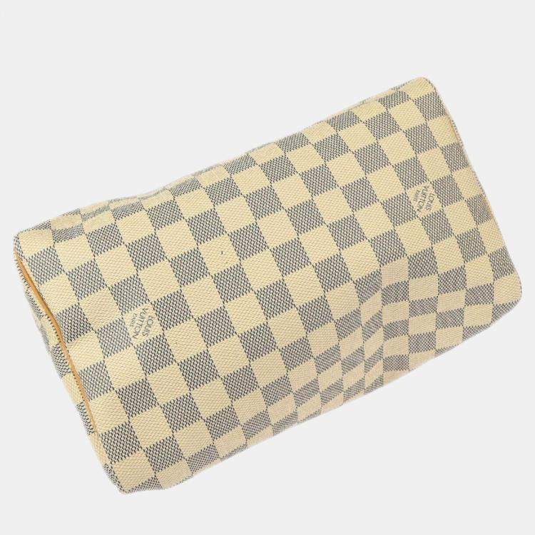 Pre Owned Louis Vuitton White Damier Azur Canvas Speedy 25 Handbag