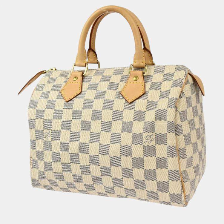 Pre Owned Louis Vuitton White Damier Azur Canvas Speedy 25 Handbag