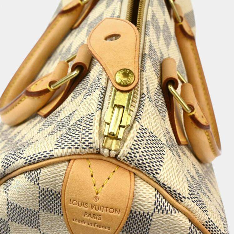 Pre Owned Louis Vuitton White Damier Azur Canvas Speedy 25 Handbag