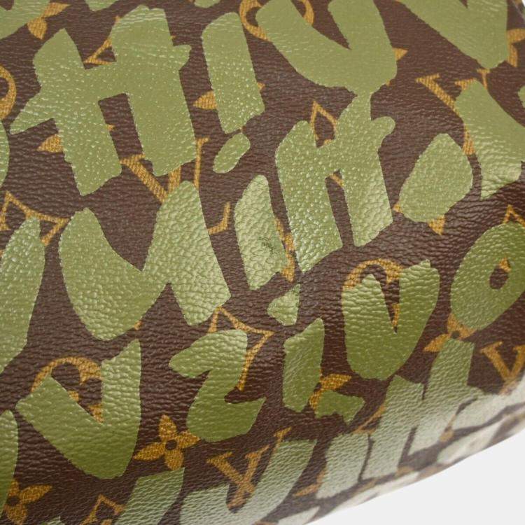 Pre Owned Louis Vuitton Khaki Monogram Graffiti Speedy 30 Handbag