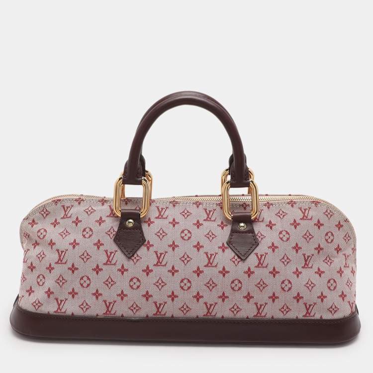 Pre Owned Louis Vuitton Cherry Monogram Mini Lin Canvas Horizontal Alma Bag
