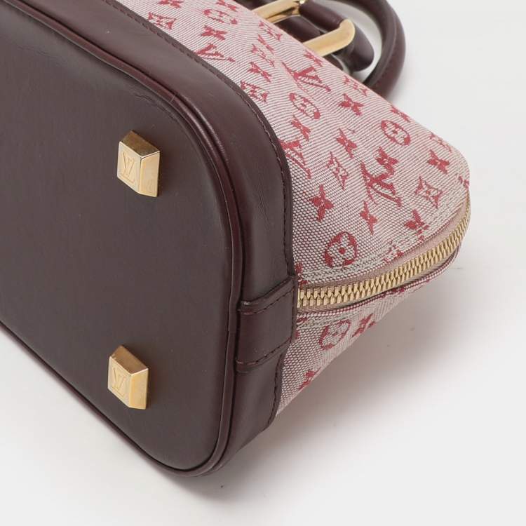 Pre Owned Louis Vuitton Cherry Monogram Mini Lin Canvas Horizontal Alma Bag