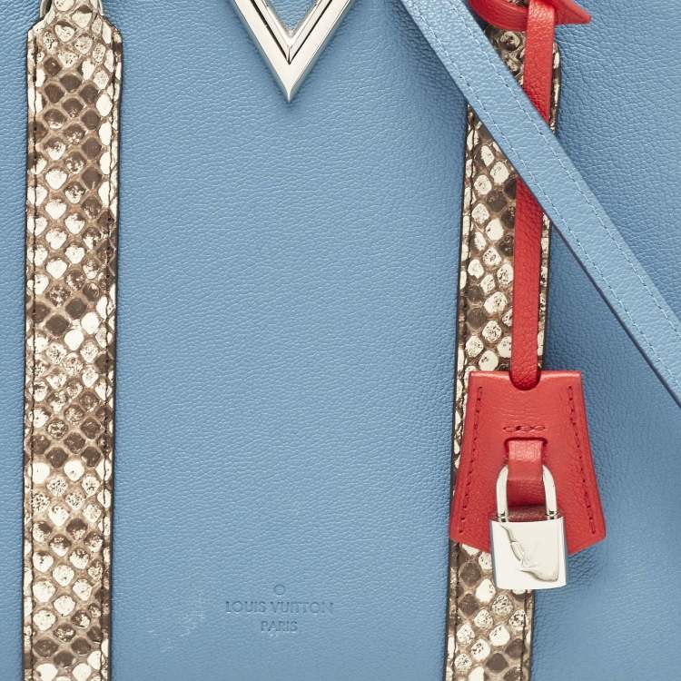 Pre Owned Louis Vuitton Bleu Glacier Leather and Python Very Tote