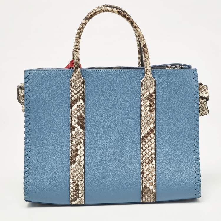 Pre Owned Louis Vuitton Bleu Glacier Leather and Python Very Tote