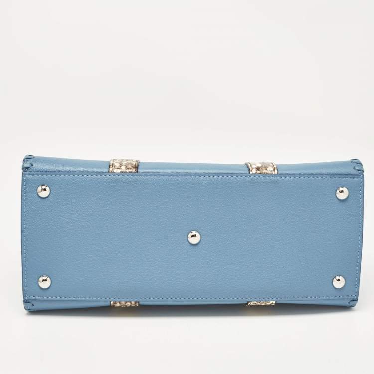 Pre Owned Louis Vuitton Bleu Glacier Leather and Python Very Tote