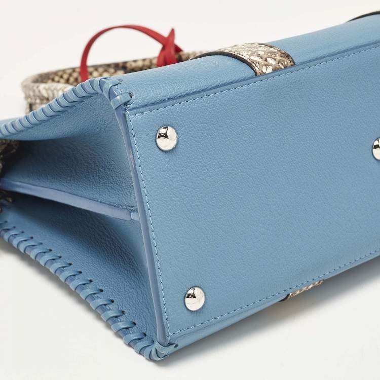 Pre Owned Louis Vuitton Bleu Glacier Leather and Python Very Tote