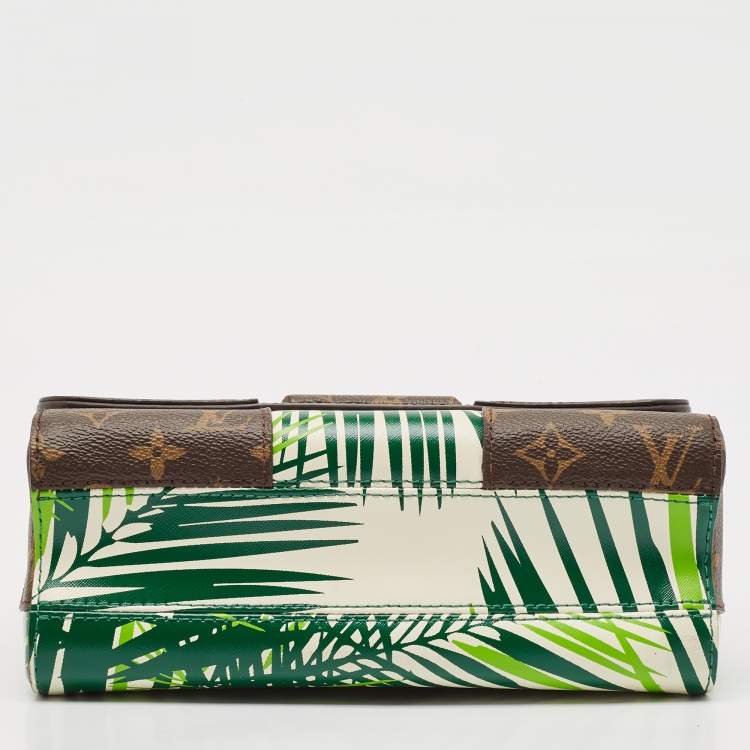 Pre Owned Louis Vuitton Vert Blanc Palm Print Monogram Twist MM Bag