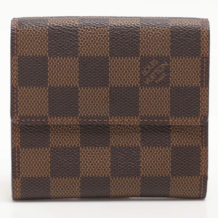 Pre Owned Louis Vuitton Damier Ebene Canvas Elise Compact Wallet