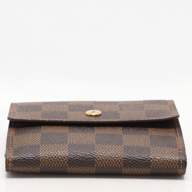 Pre Owned Louis Vuitton Damier Ebene Canvas Elise Compact Wallet