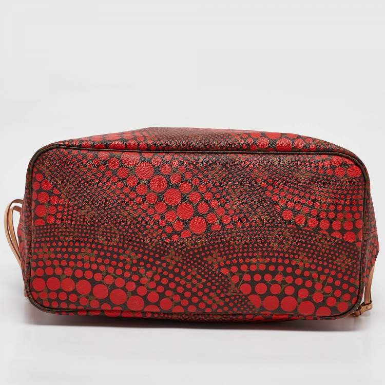 Pre Owned Louis Vuitton Rouge Monogram Canvas Limited Edition Yayoi Kusama Waves Neverfull MM Bag