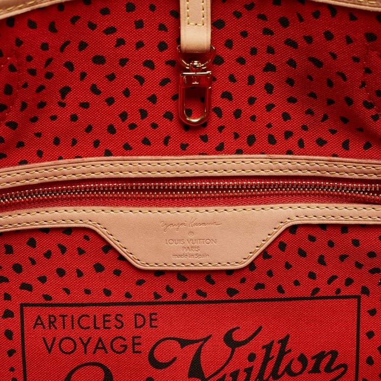 Pre Owned Louis Vuitton Rouge Monogram Canvas Limited Edition Yayoi Kusama Waves Neverfull MM Bag