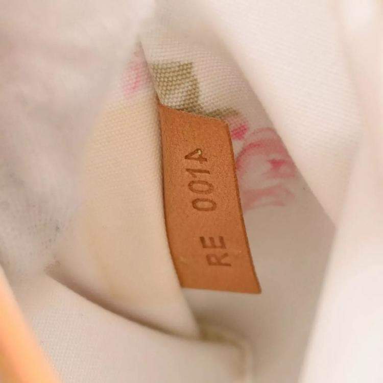 Pre Owned Louis Vuitton White Silk Satin Monogram Multicolor Abelia Top Handle Bag